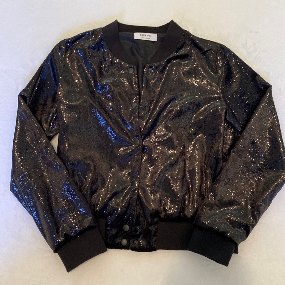 Bailey/44 Black Shimmer Bomber Jacket
